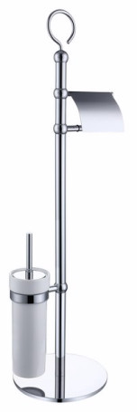 Напольный держатель KAISER KH-2610 3 в 1: бумага, освежитель, ёршик, хром (нержавейка)