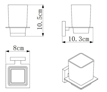 Стакан Rainbowl CUBE к стене квадратный (2784-7) керамика