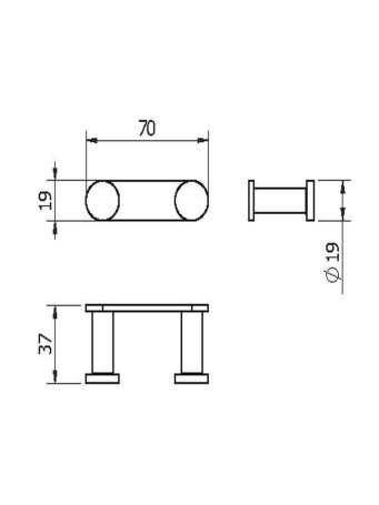 Планка Langberger 2 крючка круглых хром 28032A