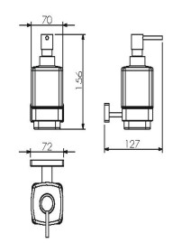 Диспенсер Langberger 11921A для жидкого мыла, стеклянный, к стене, квадратный