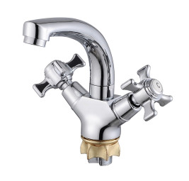 Смеситель VIKO V-1111 для раковины, излив поворотный, латунь, маховики крест керамика