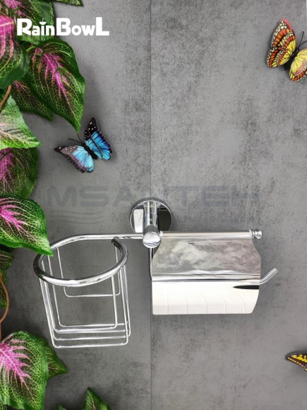 Бумагодержатель Rainbowl 2230-1 LONG с подставкой для дезодоранта настенный хром