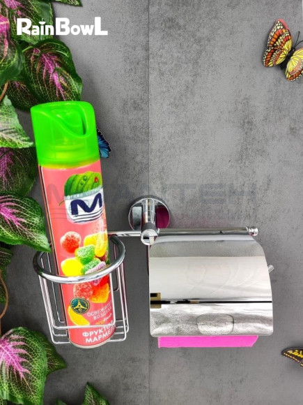 Бумагодержатель Rainbowl 2230-1 LONG с подставкой для дезодоранта настенный хром