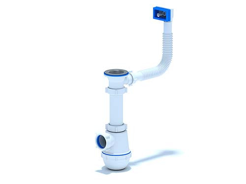 Сифон АНИ Пласт А0140S Грот для кухонной мойки 1 1/2"*40 с гибким прямоугольным переливом