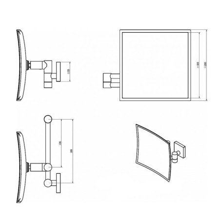 Зеркало LANGBERGER Vico квадратное поворотное косметическое 5 кратное увеличение (75485)