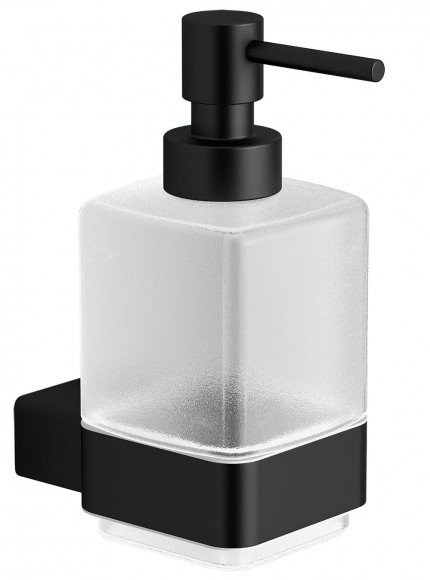 Диспенсер Langberger Дозатор для жидкого мыла черный стеклянный к стене квадратный 11321A-BP