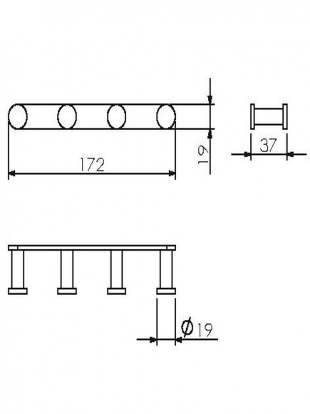 Планка Langberger 4 крючка круглых хром 28034A