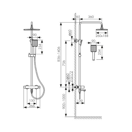Душевая система KAISER 01582 Cube