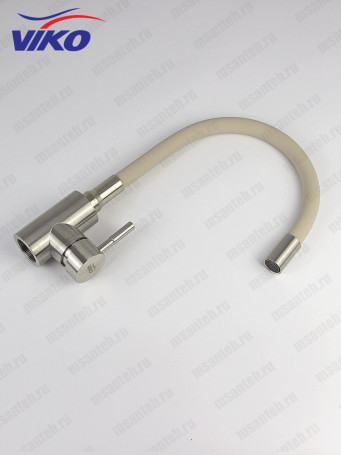 Смеситель VIKO V-4438 для кухни, с гибким изливом, бежевый, однорычажный, с подводкой, латунь,