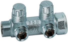 Коллектор ЗАПОРНЫЙ 3/4 х1/2" - 2 вых. (д.р.) рег.