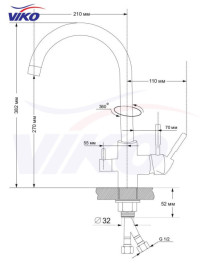 Смеситель для кухни с краном для питьевой воды VIKO V-5114