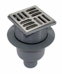 TA5702 Трап АНИ ф50 прямой, решетка нерж/сталь 10 х10, регулируемый