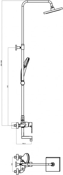 Душевая стойка SCHEIN квадратная черный матовый (865513BP) Душевая стойка SCHEIN квадратная черный матовый (865513BP)