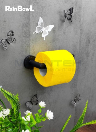 Бумагодержатель Rainbowl 2241-1BP LONG для ванной без крышки настенный черный матовый