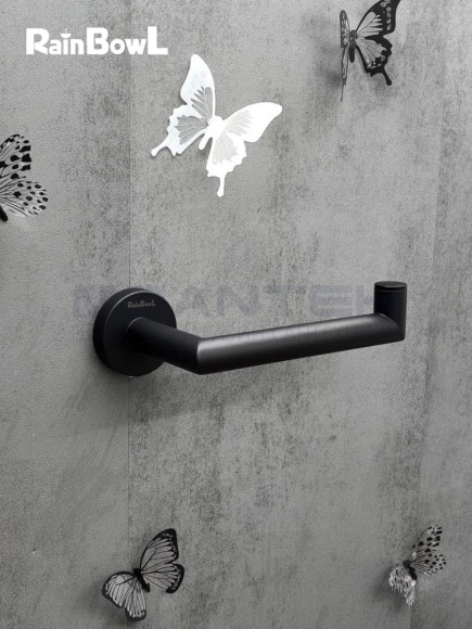 Бумагодержатель Rainbowl 2241-1BP LONG для ванной без крышки настенный черный матовый