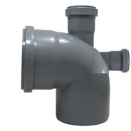 Колено D=110х90* с двумя отводами 50 вверх/тыл ПП Watermark Колено D=110х90* с двумя отводами 50 вверх/тыл ПП Watermark