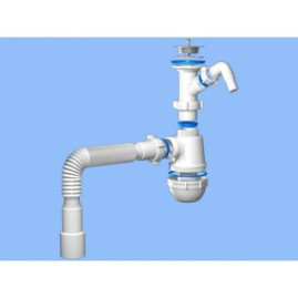 Сифон АНИ Пласт А1015 Грот 1½” х 40 с отводом для стиральной машины, с гибкой трубой 40*40/50