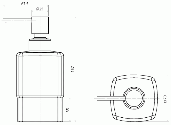 Диспенсер Langberger 11323A для жидкого мыла стеклянный настольный квадратный