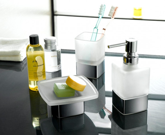 Диспенсер Langberger 11323A для жидкого мыла стеклянный настольный квадратный