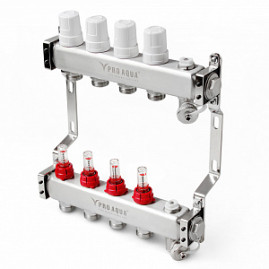 Коллекторный блок с расходомерами 10 вых., 580 мм, 1 x 3/4 PRO AQUA
