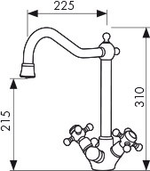 Смеситель KAISER 44333-1 Carlson Style для кухни, с краном для питьевой воды, бронзовый