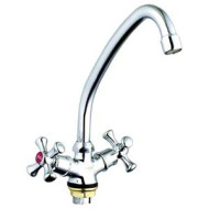 Смеситель G-Lauf QFR4-A827 для кухня маховик крест., картридж керам. с гайкой Zn