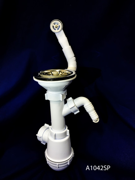 Сифон АНИ Пласт А1042S Грот 3½”х40 с отводом для СМ, с круглым гибким переливом