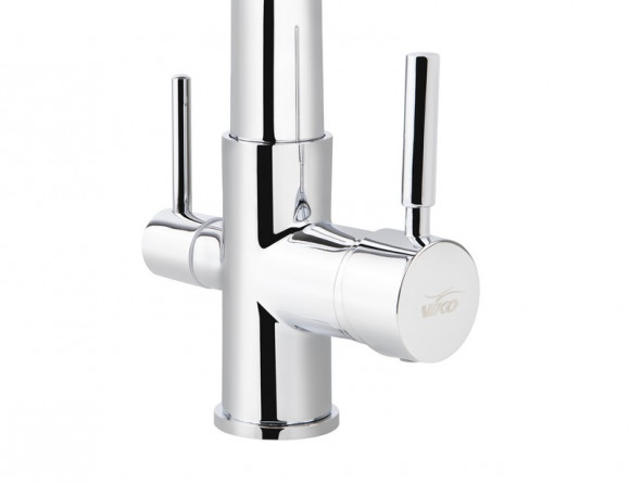 Смеситель VIKO V-5606 для кухни, картридж Ф35мм, с гибким серым изливом, под фильтр, Chrome (латунь)