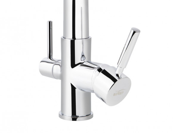 Смеситель VIKO V-5606 для кухни, картридж Ф35мм, с гибким серым изливом, под фильтр, Chrome (латунь)