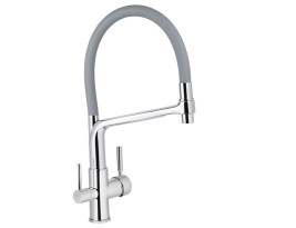 Смеситель VIKO V-5606 для кухни, картридж Ф35мм, с гибким серым изливом, под фильтр, Chrome (латунь)