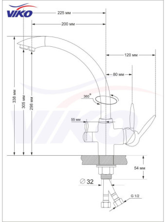 Смеситель для кухни с краном для питьевой воды VIKO V-5214