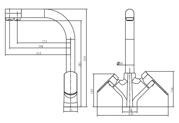 Смеситель KAISER 33066 Arena для кухни с краном для питьевой воды