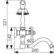 Смеситель KAISER 44422-1 Carlson Style для ванны