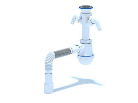 Сифон АНИ Пласт А1115 Грот 1½” х 40 с 2-мя отводами для бытовой техники, с гибкой трубой 40*40/50