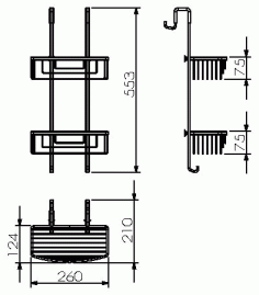 Полка для душевой Langberger кабины 2-х этажная с плоским бортом 70264