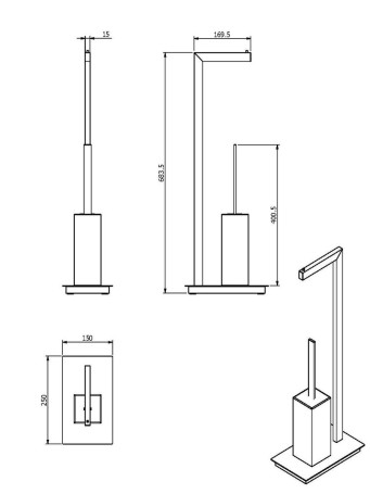 Стойка Langberger 70481 напольная квадратная хром