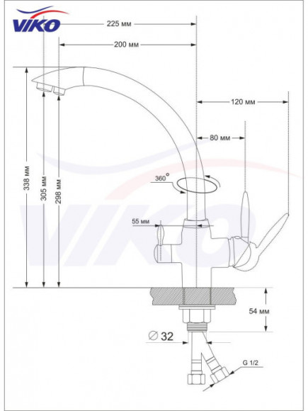Смеситель для кухни с краном для питьевой воды VIKO V-5224
