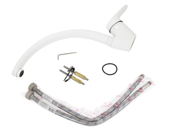 Смеситель KAISER 55244-4 County для кухни, белый матовый