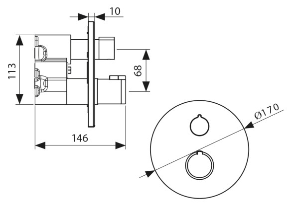 Смеситель KAISER 08077 Areva с термостатом, скрытого монтажа Смеситель KAISER 08077 Areva с термостатом, скрытого монтажа
