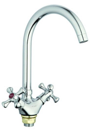 Смеситель G-Lauf QTZ4-A827 для кухни литой с гайкой маховик крест, картридж керам.