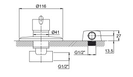 Смеситель KAISER 26017 Merkur для ванны скрытого монтажа 