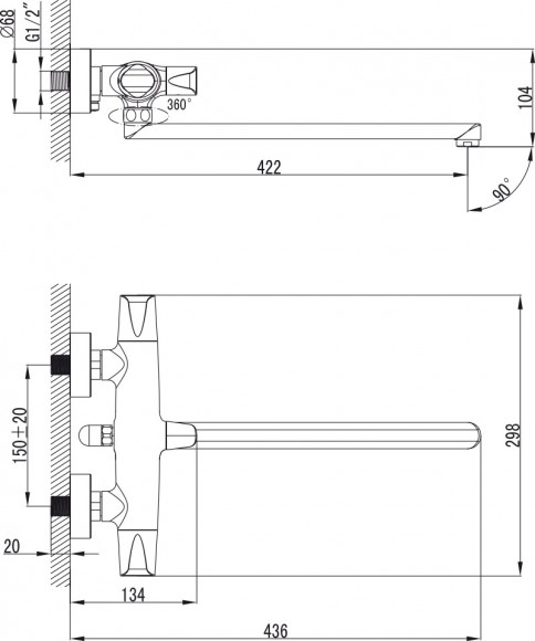 Смеситель KAISER 46155 Suer для ванны Смеситель KAISER 46155 Suer для ванны