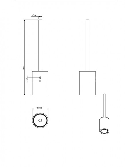Ерш для унитаза Langberger черный круглый (напольный/к стене) 70871-BP