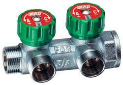 Коллектор 1" х М24х19 (метрическая резьба) 2- вых.