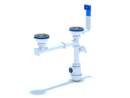 Сифон АНИ Пласт А7500S Грот двойной 3-1/2" х 40 смещенный с отводом для стиральной машины, с гибким переливом