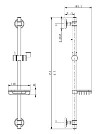 Душевая стойка KAISER R-0092 Bronze, с мыльницей, 697х168х138 мм, бронзовый