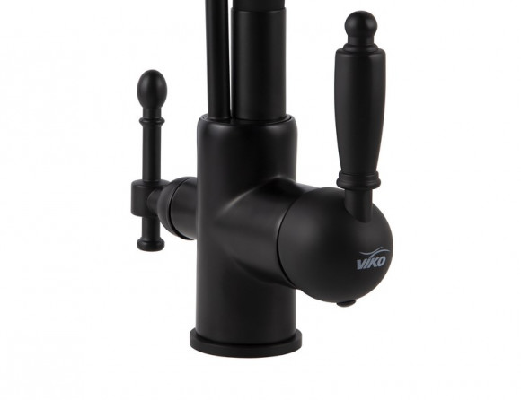 Смеситель VIKO V-5612 для кухни, картридж Ф35мм, с черным гибким изливом, под фильтр, Black