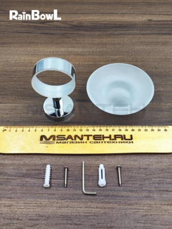 Мыльница Rainbowl LONG для ванной 2284 настенная стекло хром