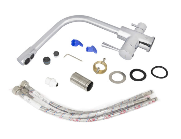 Смеситель KAISER 26044 Merkur для кухни, с краном для питьевой воды, хром