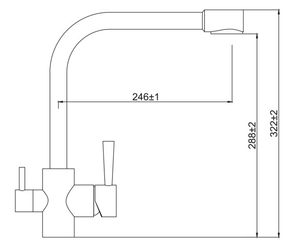 Смеситель KAISER 26044 Merkur для кухни, с краном для питьевой воды, хром